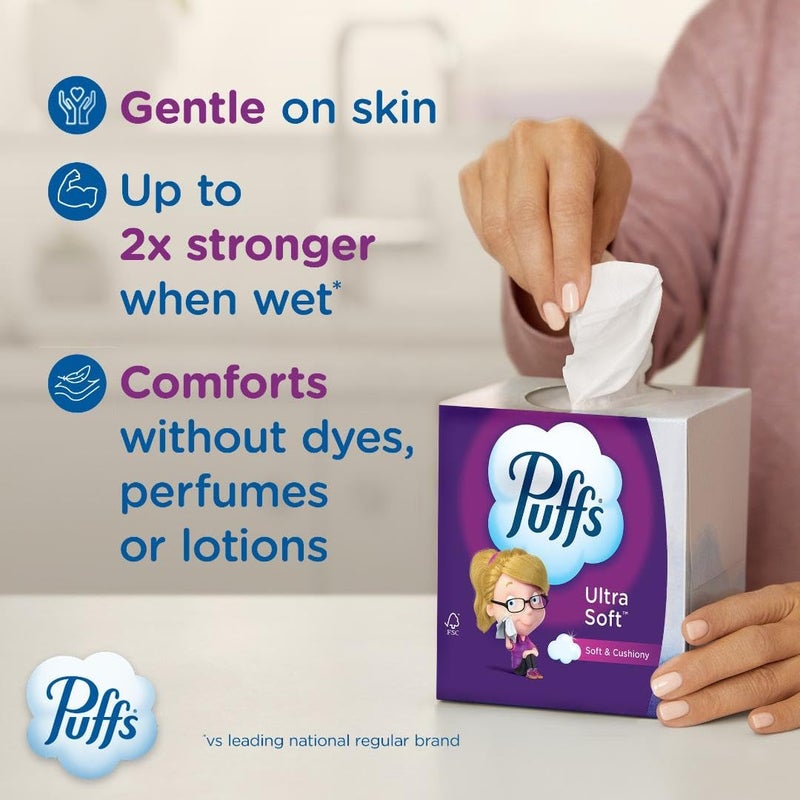 Puffs Ultra Soft Facial Tissues, 1 Family Size Box, 124 Facial Tissues Per Box - Image 2